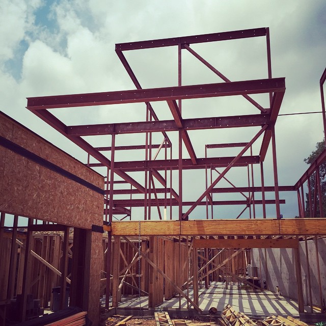 Three floors of structural steel makes anything possible with this A-Parallel Architecture design being built by Foursquare Builders.