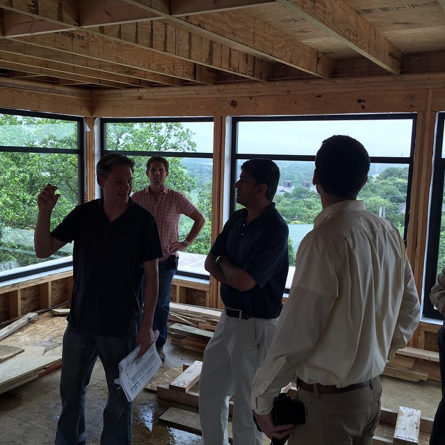 Chris Davenport and Cornerstone Architect site visit at our Rollingwood 4 story home. And we are within 2 1/2" of Max height limit.
