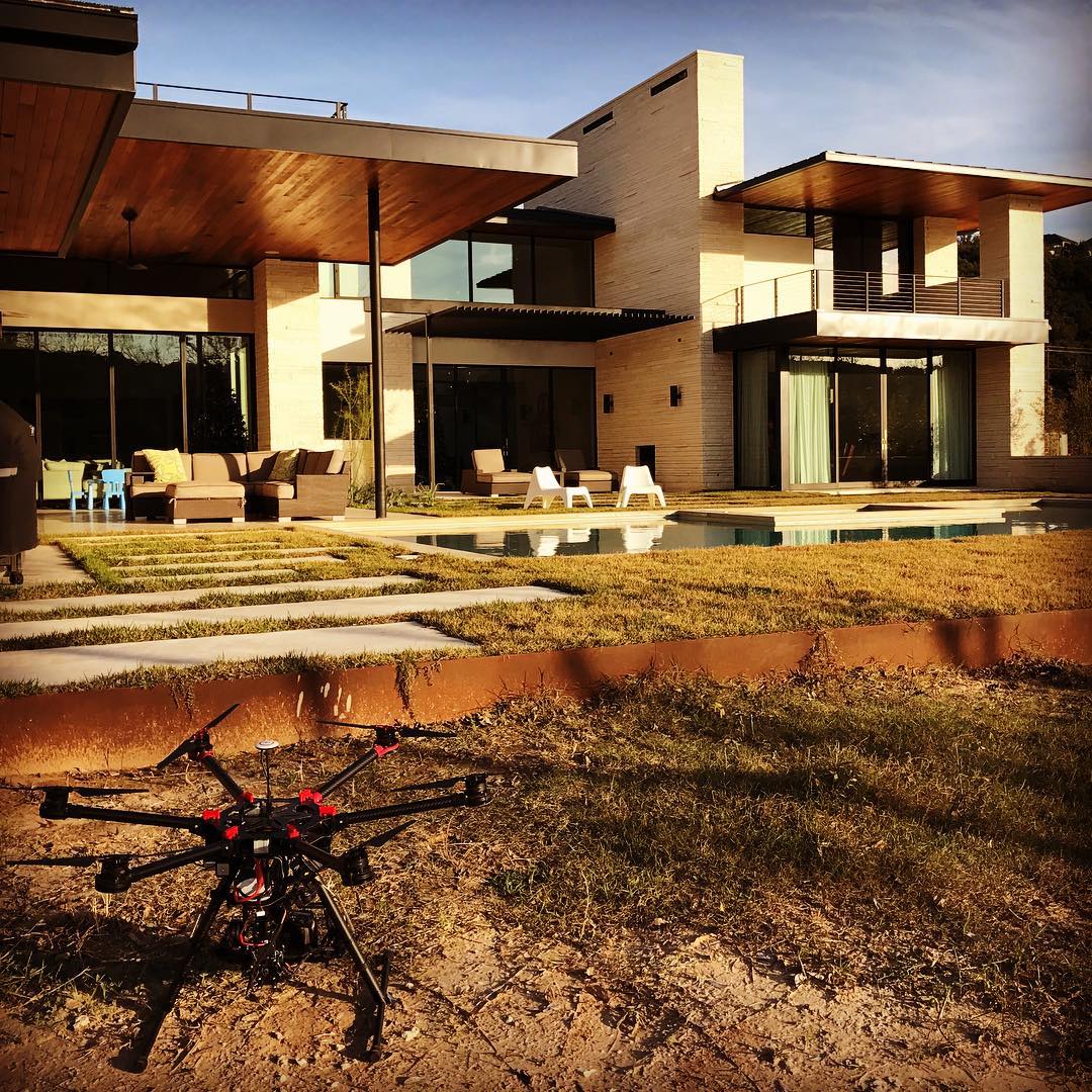 @redpantsstudio drone getting ready to fly our @foursquarebuilders home on Lake Austin this afternoon.