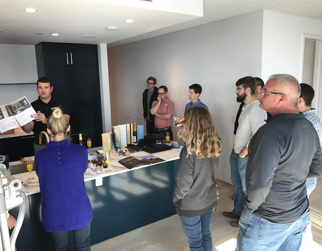 Weekly @foursquarebuilders company meeting at our Seaholm project. Architectural Impressions Austin and Marvin Windows presentation on their new contemporary line of windows.