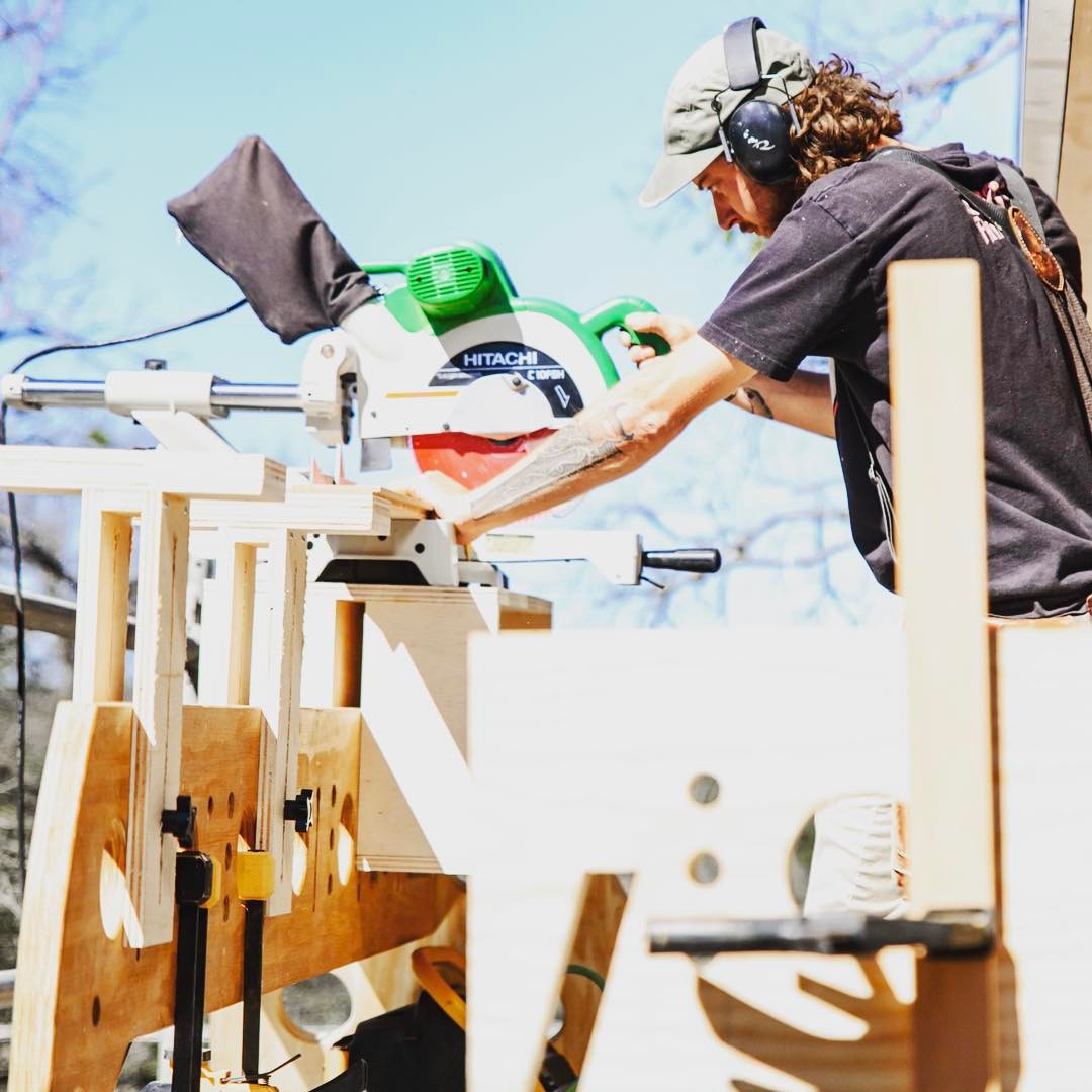 Even at 20 feet in the air our craftsmen utilized custom built crosscut saw tables. Precision counts!! Built by @foursquarebuilders Photo by @redpantsstudio
