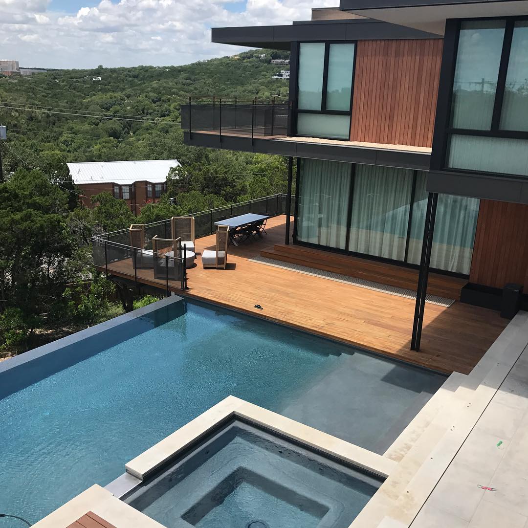 Pool side in Austin, Tx. Built by @foursquarebuilders Designed by @aparallel pool by @designecology