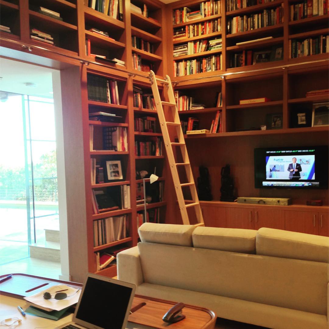 Stranded Teak Eco-wood veneer bookcases in our Graciosa library. Built by @foursquarebuilders Designed by @webberstudio