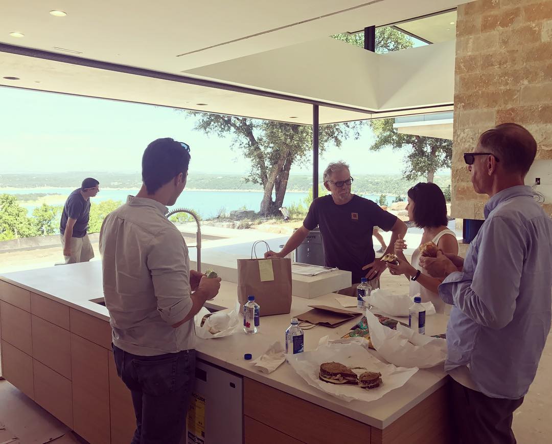 Enjoying handcrafted sandwiches from @waltonsaustin at our @dc_architecture Designed home with the Architecture team of Mr. Cool, Kevin Gallegher, Kim Power, and Breck Craparo. Built by @foursquarebuilders