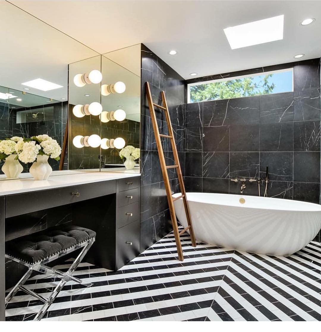 Fun bathroom remodel with the team of @mf.architecture and @joelmozerskydesign Built by @foursquarebuilders