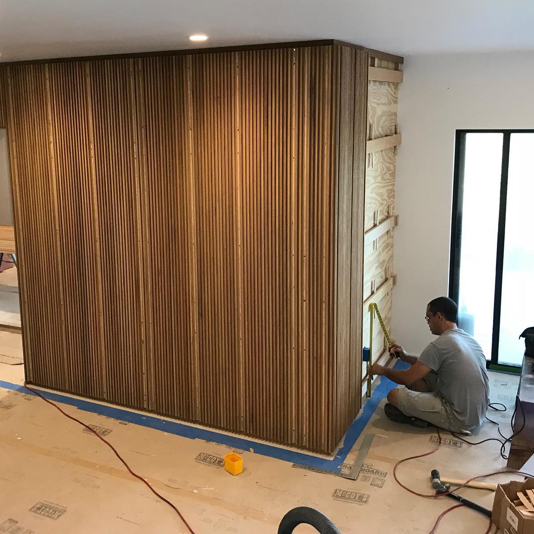 White Oak wood paneling Built by @flitchatx and @foursquarebuilders Designed by @dc_architecture