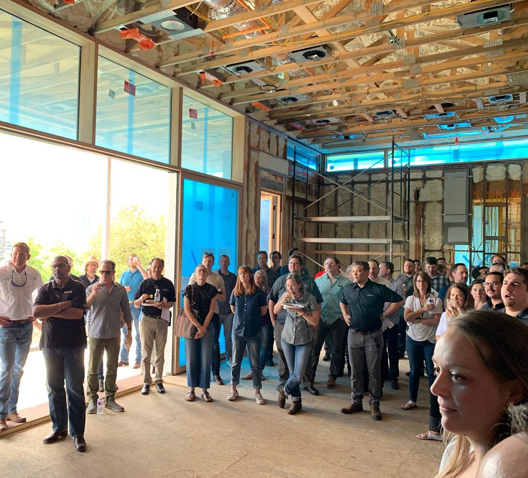 Awesome to have our project on the AIA Austin CRAN luncheon today. So many great Architects and Builders were able to view our work. Thank you Exclusive Windows and Doors for sponsoring lunch. Interiors by @lovecounty
