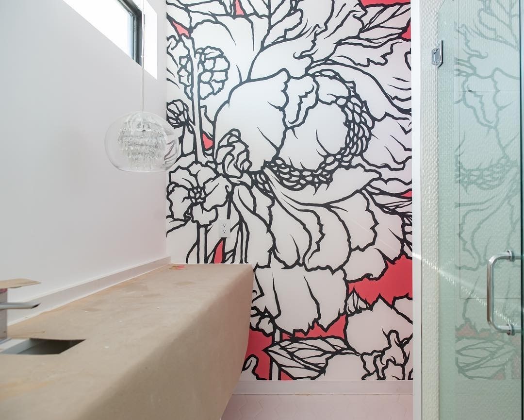 When your client hires an artist to paint their bathroom wall! ⁠
⁠
We are constantly getting inspired by our collaborations.